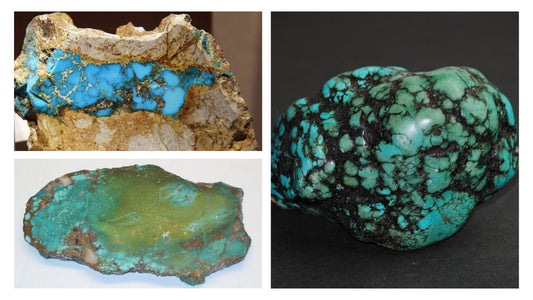 Natural turquoise stones and minerals