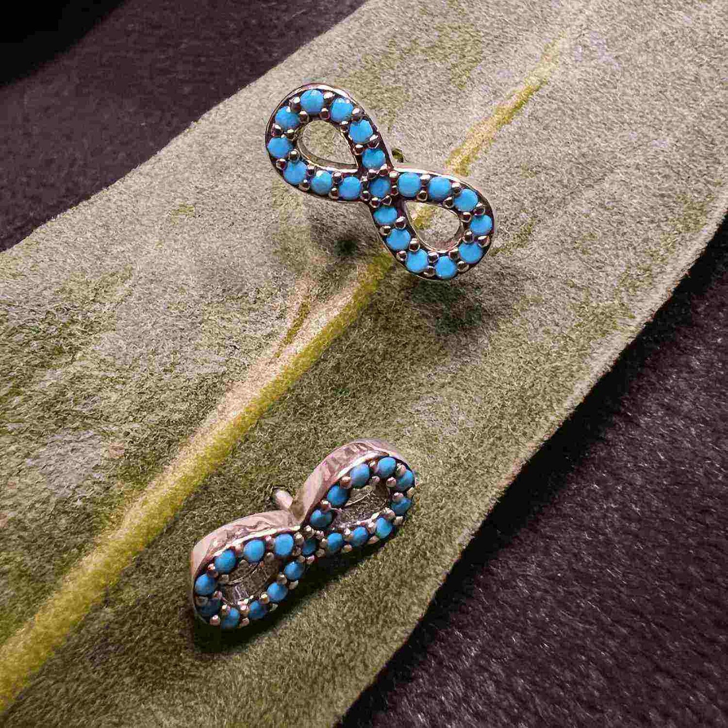 Sterling Silver Infinite Love Turquoise Earrings - alternate shot 2