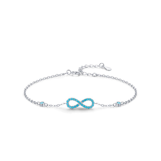 Sterling Silver Infinite Love Symbol Turquoise Bracelet
