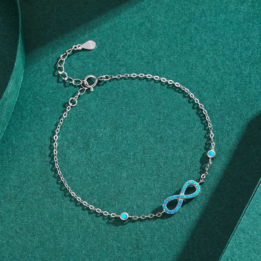 Sterling Silver Infinite Love Symbol Turquoise Bracelet - alternate shot