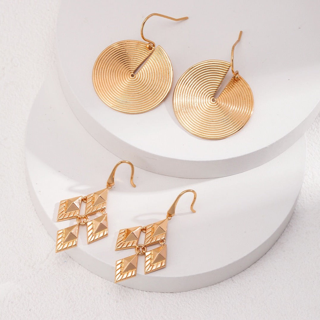 Versailles-Inspired Geometric Vintage Dangle Earrings - with another earring pair