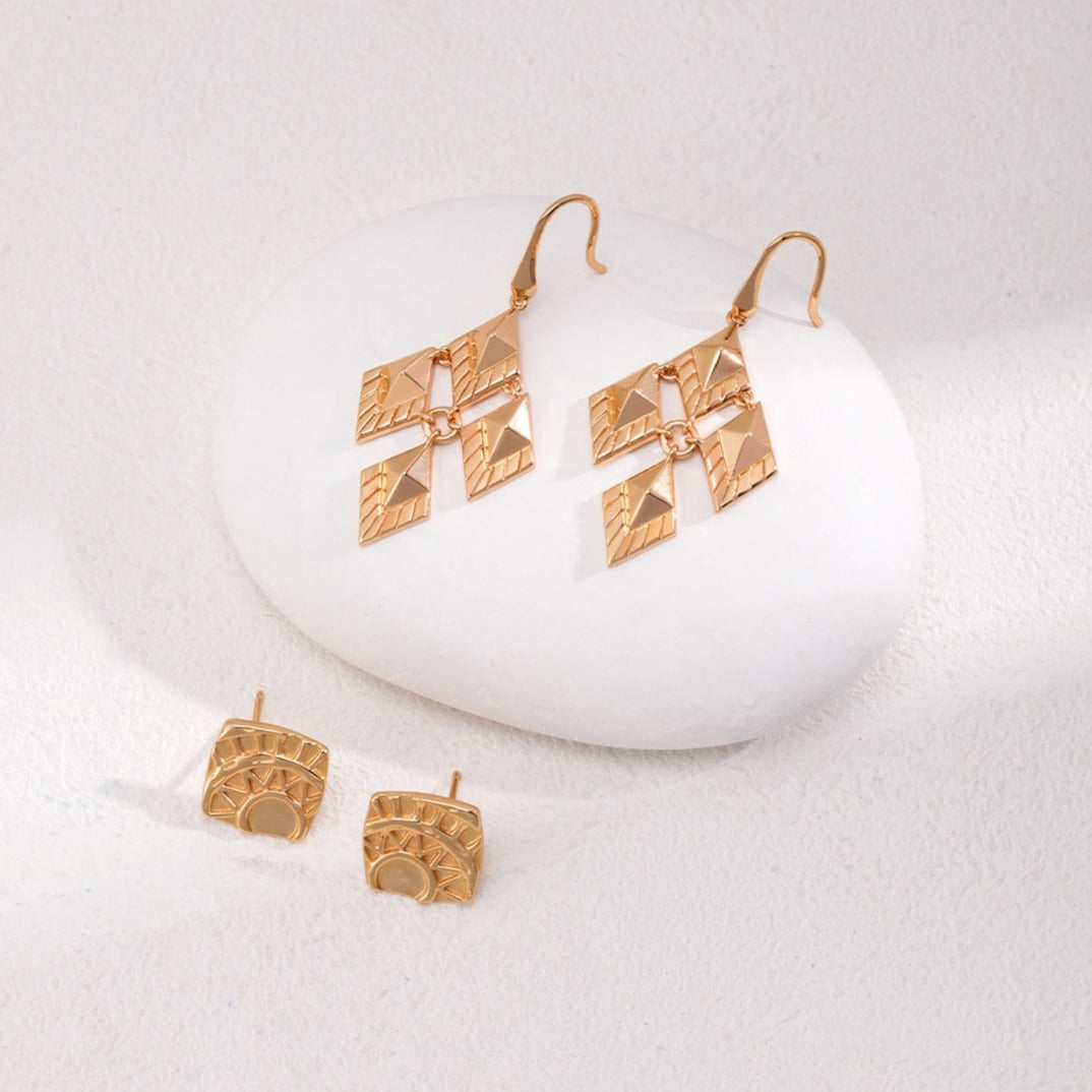 Versailles-Inspired Geometric Vintage Dangle Earrings - with another stud earring pair