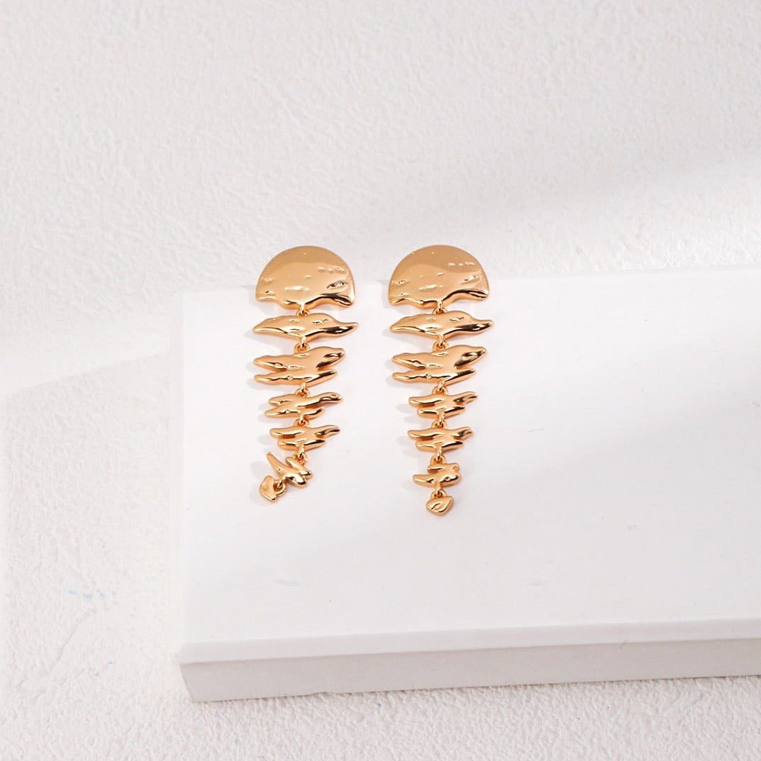 18K Gold on Silver Sunrise Wave Drop Earrings