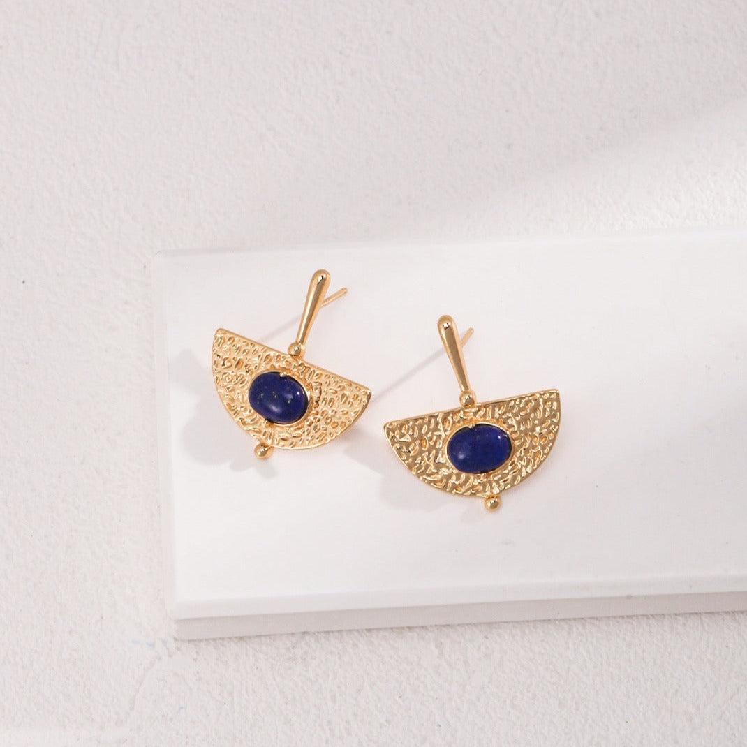 Gold Plated Vintage Lapis Lazuli Drop Earrings