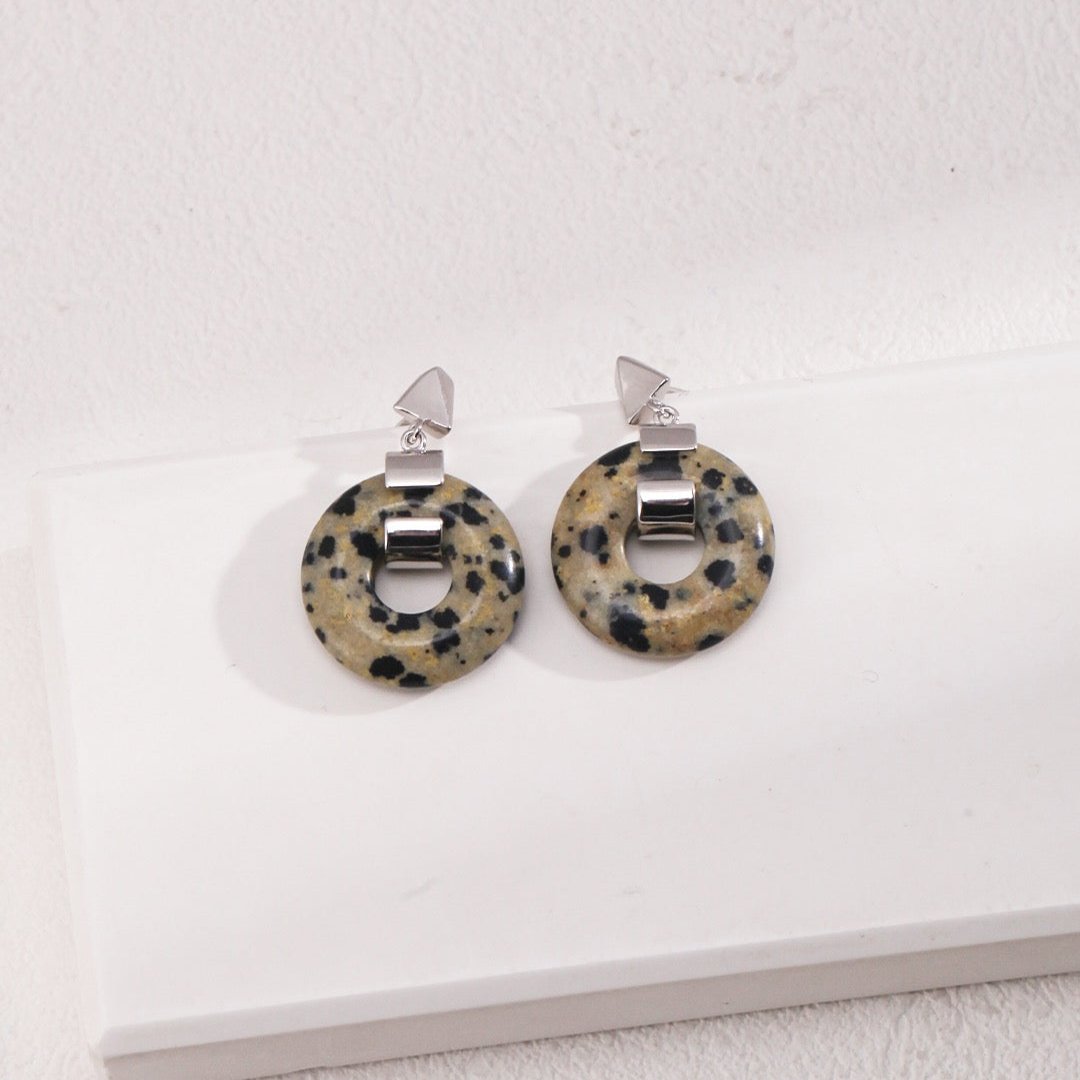 Sterling Silver Dalmatian Jasper Drop Earrings