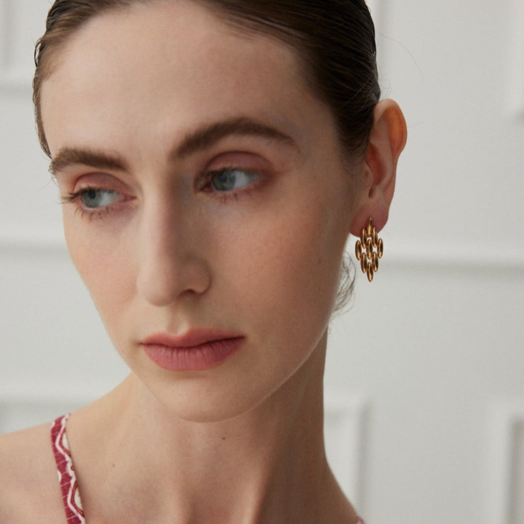 Noble Starry Cascade Vermeil Drop Earrings - model shot 2