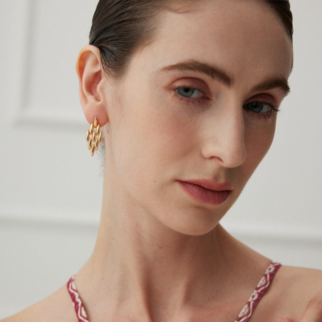 Noble Starry Cascade Vermeil Drop Earrings - model shot