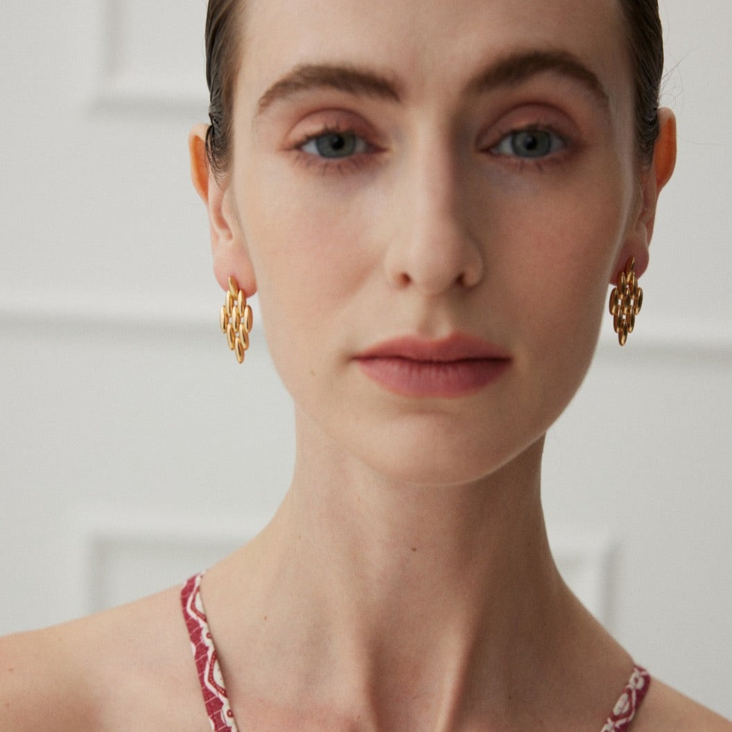 Noble Starry Cascade Vermeil Drop Earrings - model shot 3