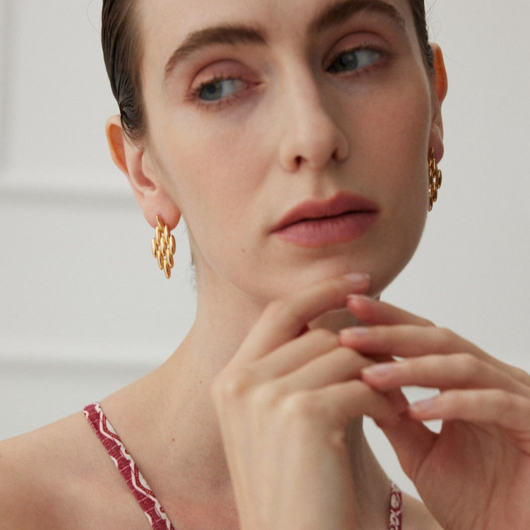 Noble Starry Cascade Vermeil Drop Earrings - model shot 4