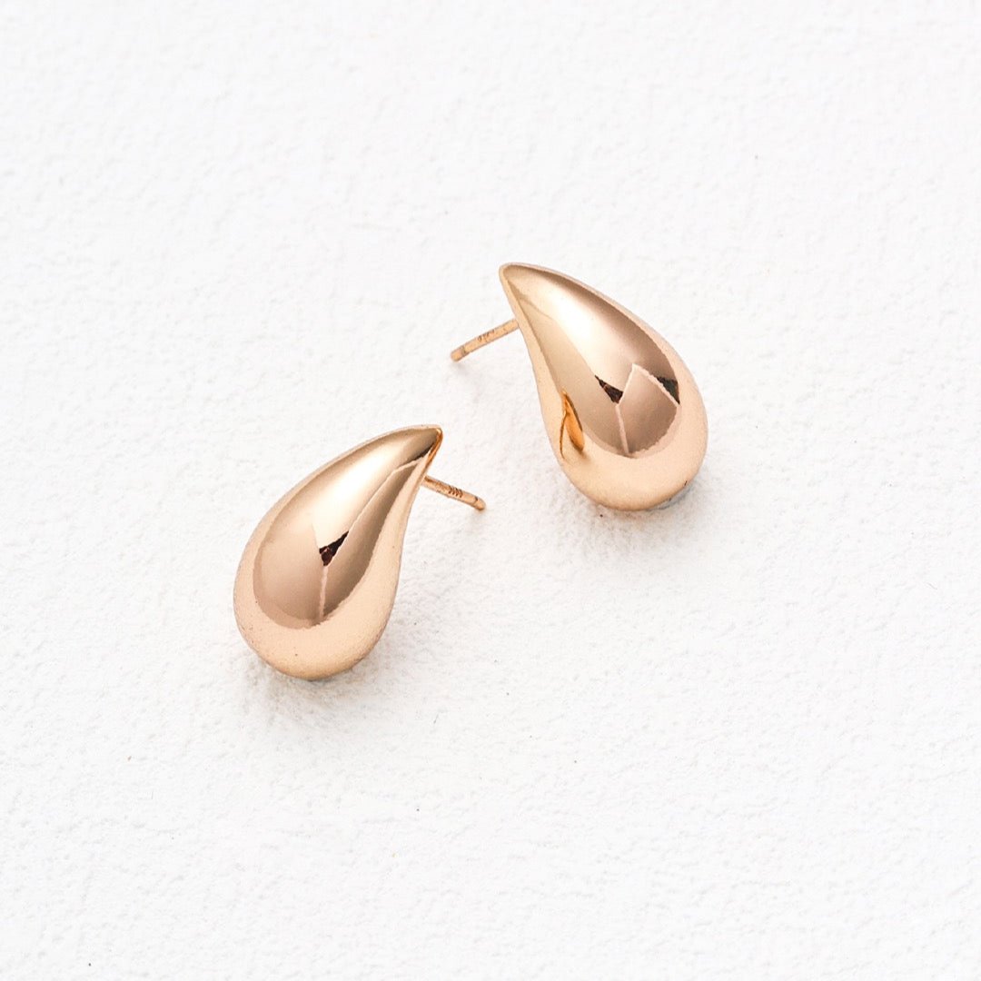 Minimalist Teardrop Vermeil Stud Earrings - Retro Gold