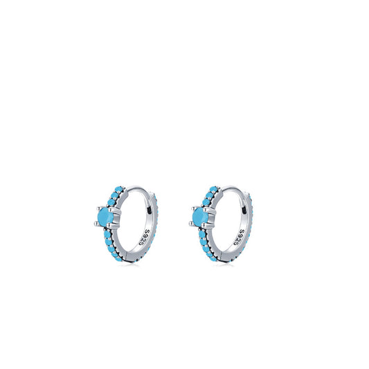Sterling Silver Simple Retro Turquoise Earrings