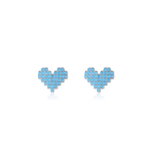 Sterling Silver Turquoise Heart-Shaped Earrings