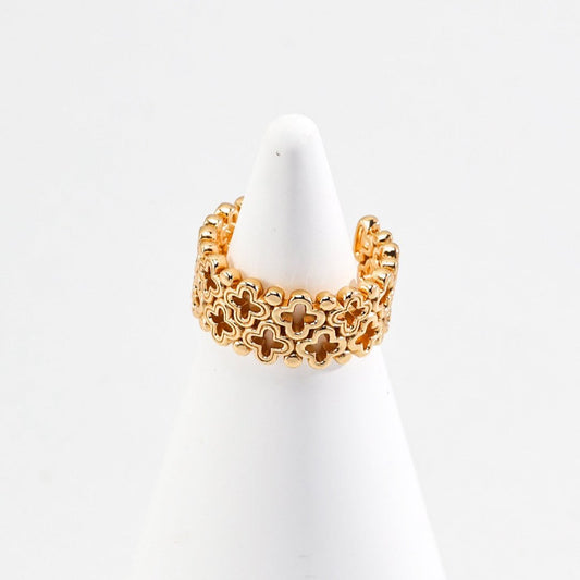 Clover Lattice Art Vermeil Cuff Ring