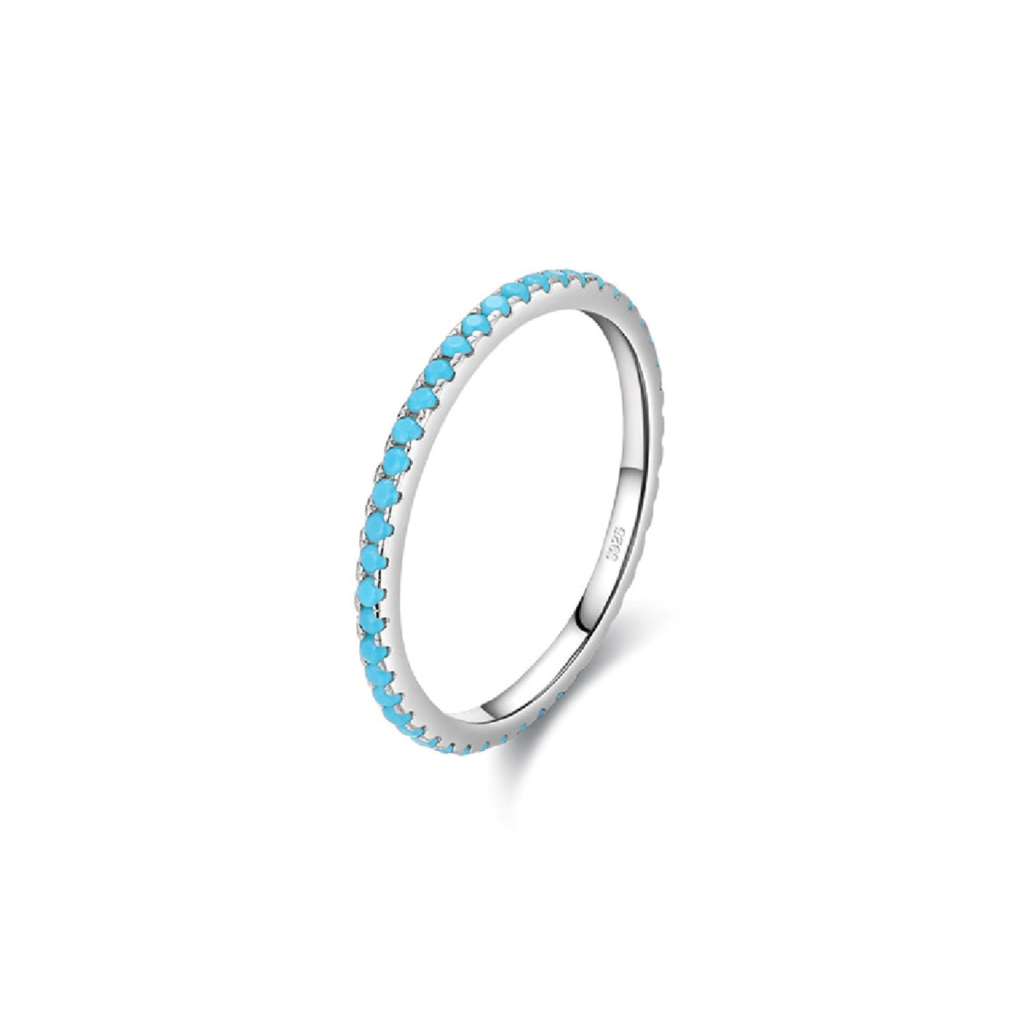 Sterling Silver Round Turquoise Delicate Thin Ring