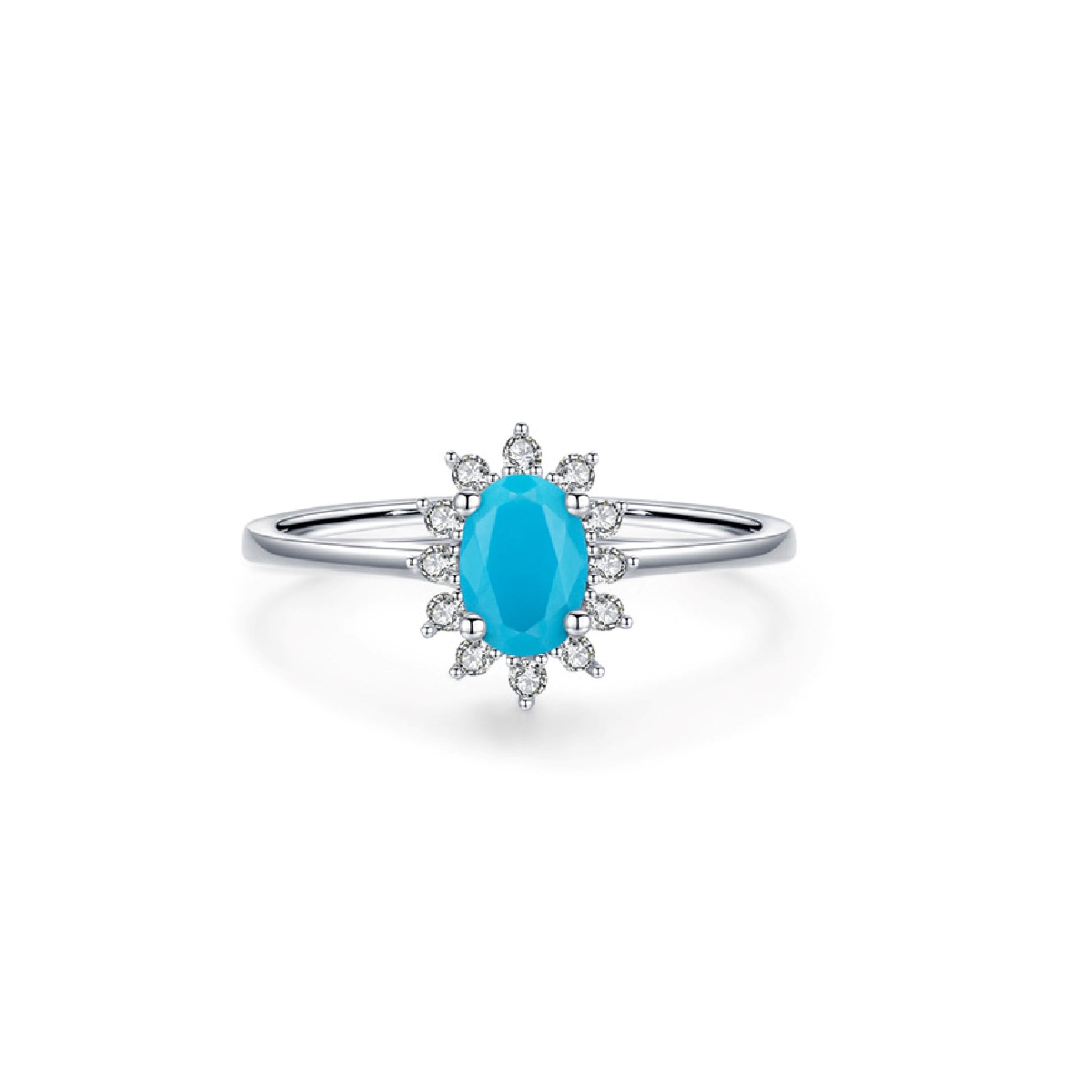 Sterling Silver Crown Oval Turquoise Ring