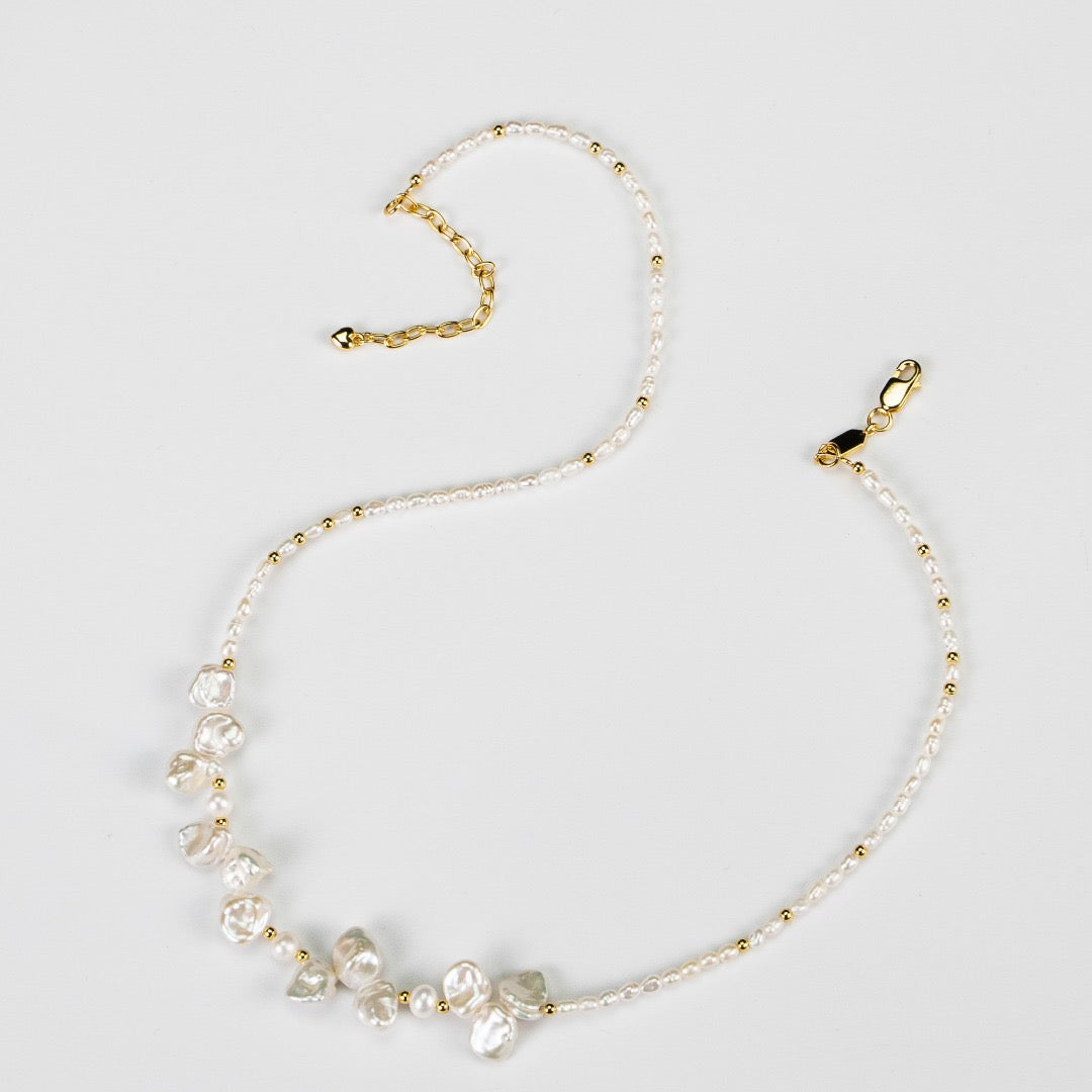 Dew Dream Natural Baroque Pearl Vermeil Necklace - whole with white background