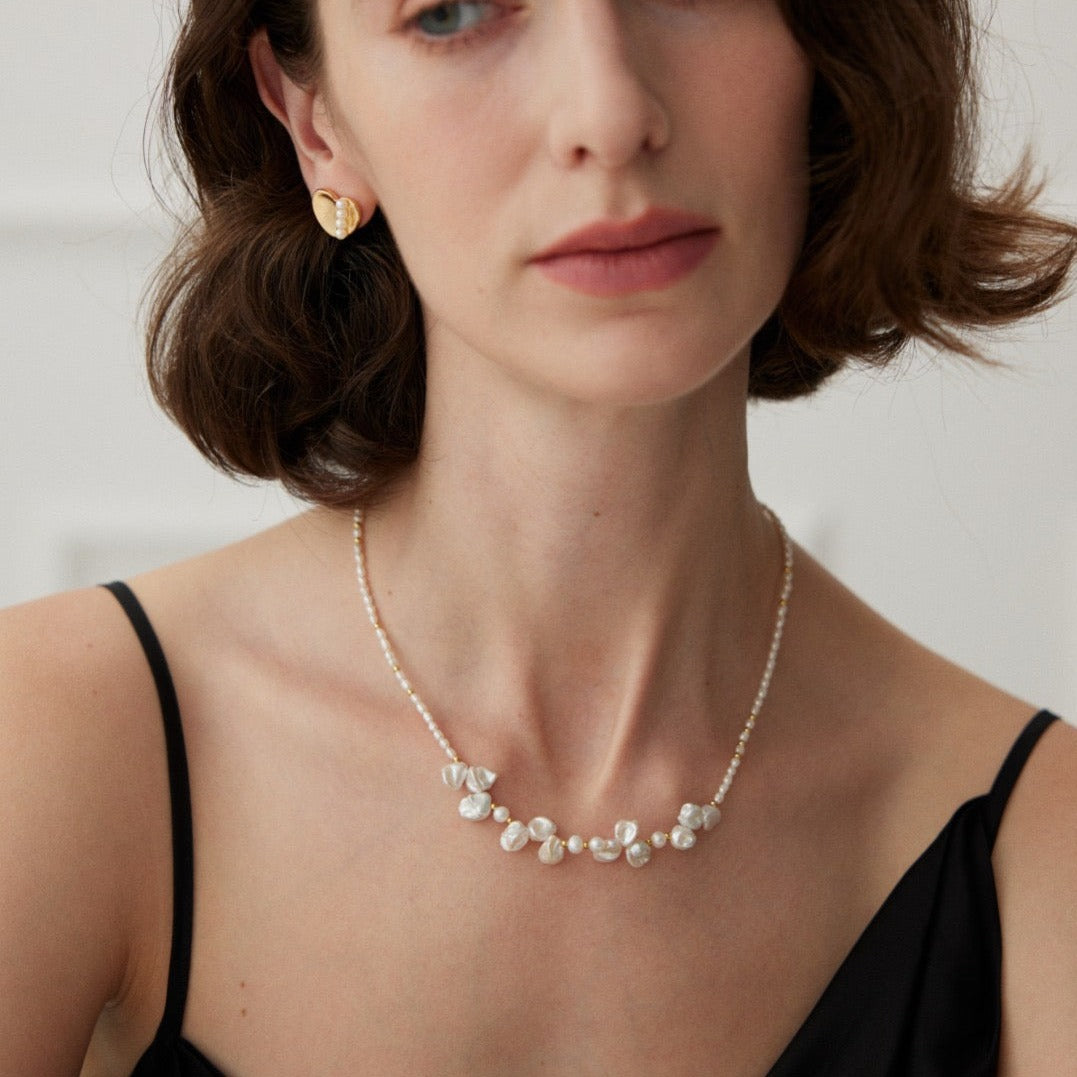 Dew Dream Natural Baroque Pearl Vermeil Necklace - model shot 3