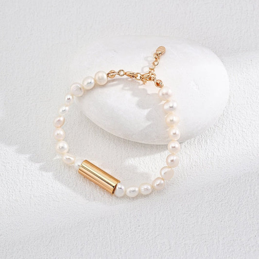 Natural Pearl Time Tunnel Vermeil Bracelet