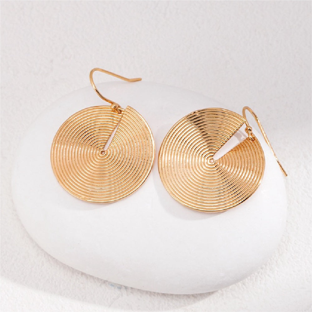 18K Gold on Silver Spiral Disc Drop Earrings