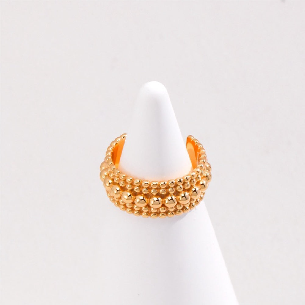 18K Gold on Silver Luxe Beaded Wave Open Ring